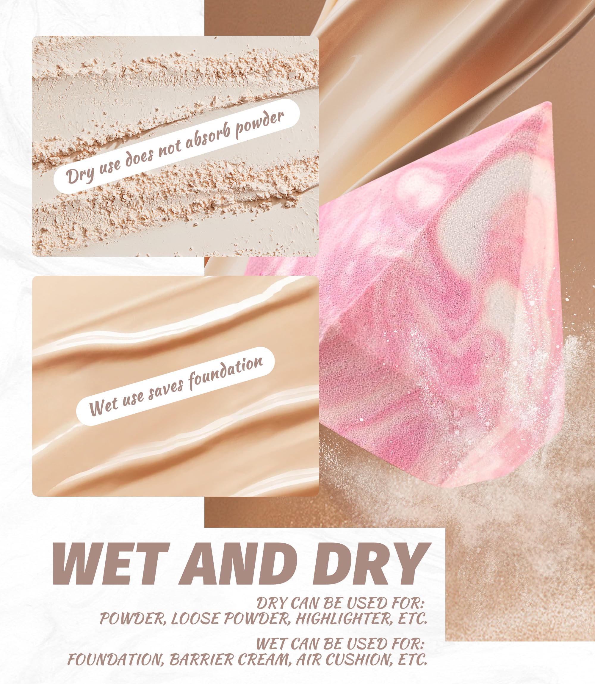 Sonnorel spugna trucco, rombia multicolore miscela spugna di bellezza fondotinta spugna trucco, liquido, crema e polvere impeccabile (sabbia di soia rossa)