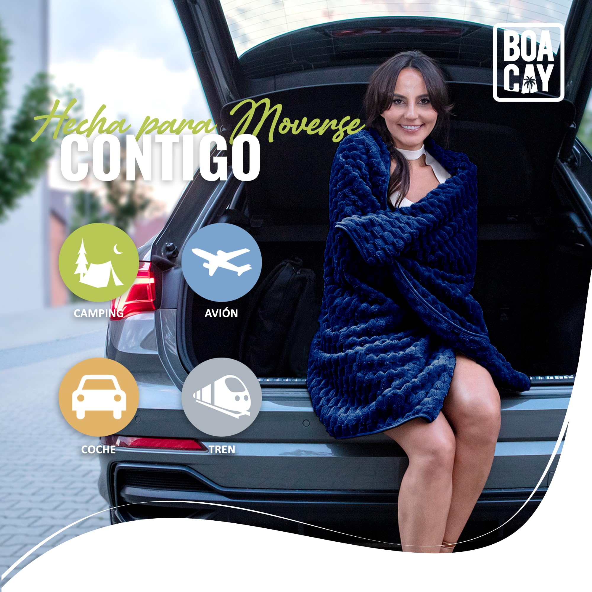 BOACAY Manta de Viaje Plegable para Avión, Automóvil - Manta de Oficina Compacta - Almohada Portátil para Adultos, Niños con Funda, Manga para Equipaje, Clip para Mochila