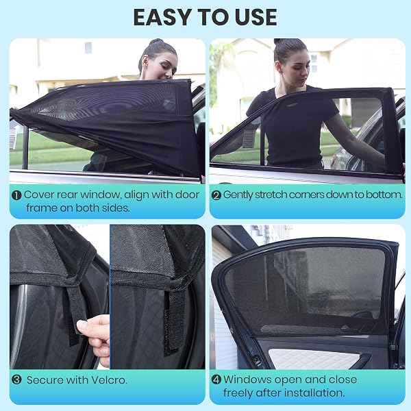 Sonnenschutz Auto Baby, 2 Stück Universal Sonnenblende Auto Kinder Seitenscheibe,Autoscheiben Sonnenschutz innen mit UV-Schutz für Babys, Kinder, Erwachsene, Haustiere für 99% Aller Fahrzeuge - 3