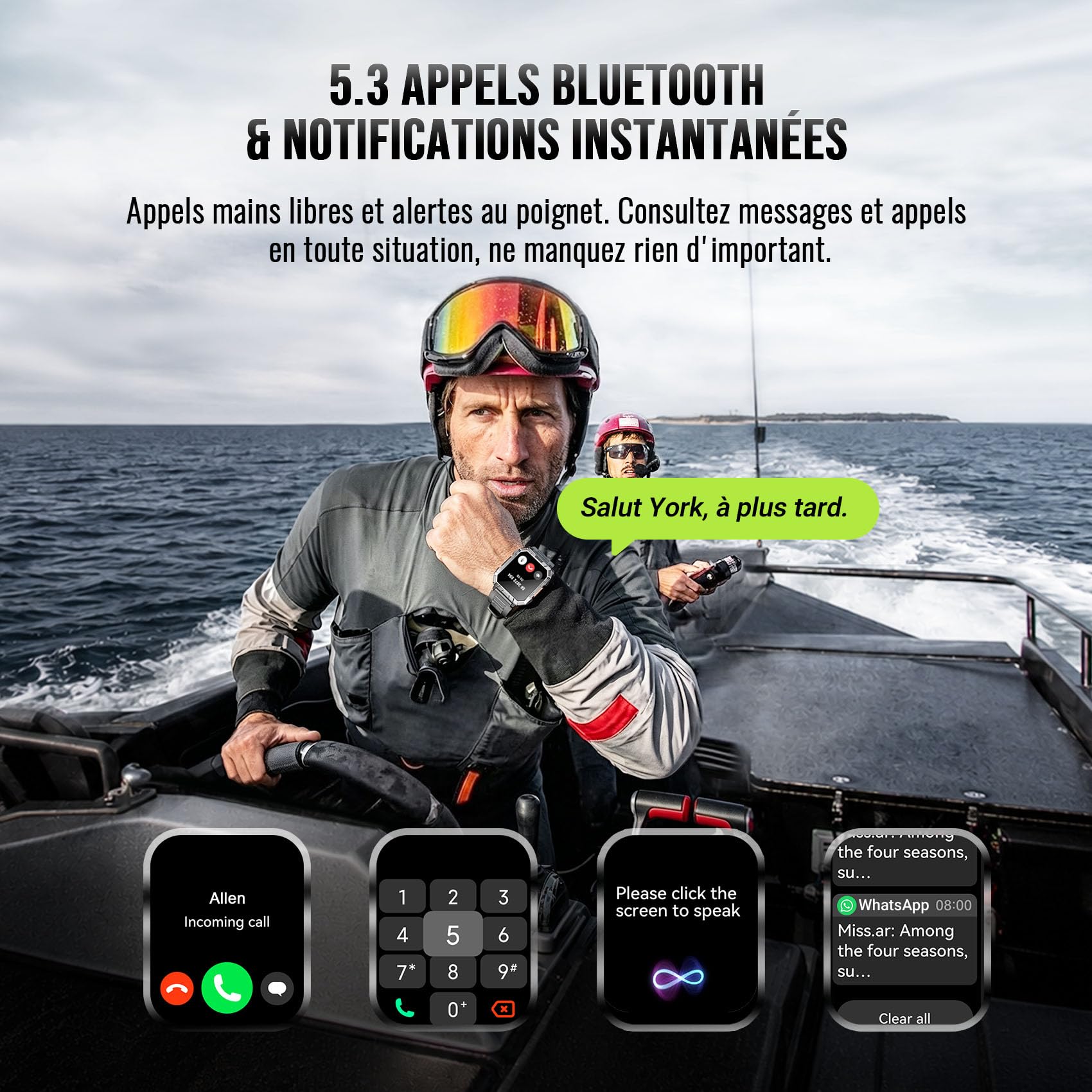 Blackview Montre Connectée Homme Militaire, Torche LED SOS & Boussole, 100j d'autonomie 960mAh, Appel Bluetooth, Podomètre, Suivi Santé 24h, 120+ modes sport, IP68, antichoc, iOS & Android compatibles
