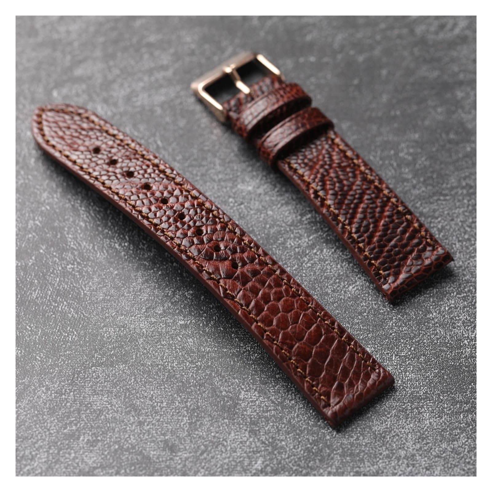 Genérico Pulsera vintage de piel auténtica de avestruz hecha a mano de primera calidad de 18, 19, 20, 21 y 22 mm for hombre, de piel auténtica marrón y verde