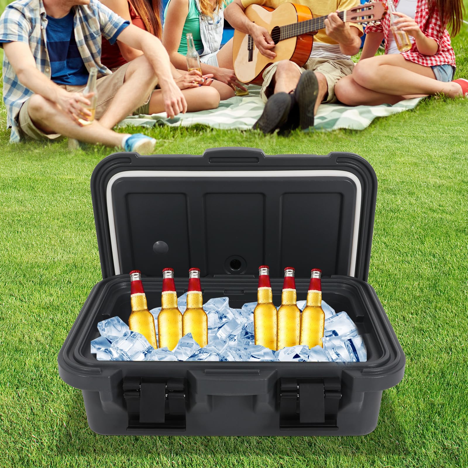 Recipiente aislante, 15,85 QT, 8 h, compatible con GN | Caja térmica para catering, 63 x 44 x 21 cm, para gastronomía y picnic