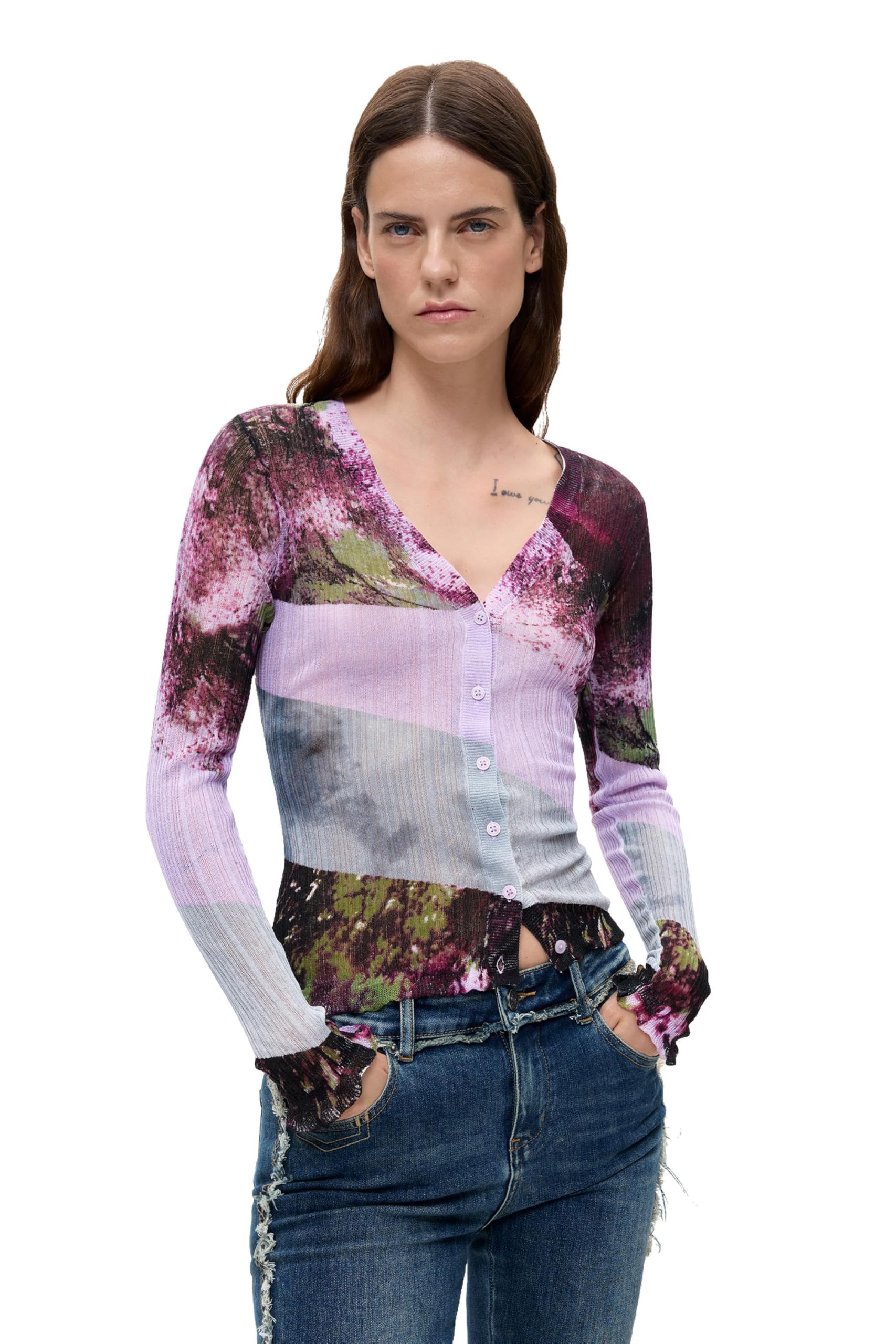 Desigual Jers_Mountains bluza damska, Czerwone, L