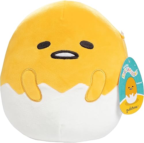Squishmallows Gudetama The Lazy Egg original de 8 pulgadas, peluche oficial de Jazwares, juguete de peluche coleccionable suave y esponjoso de huevo