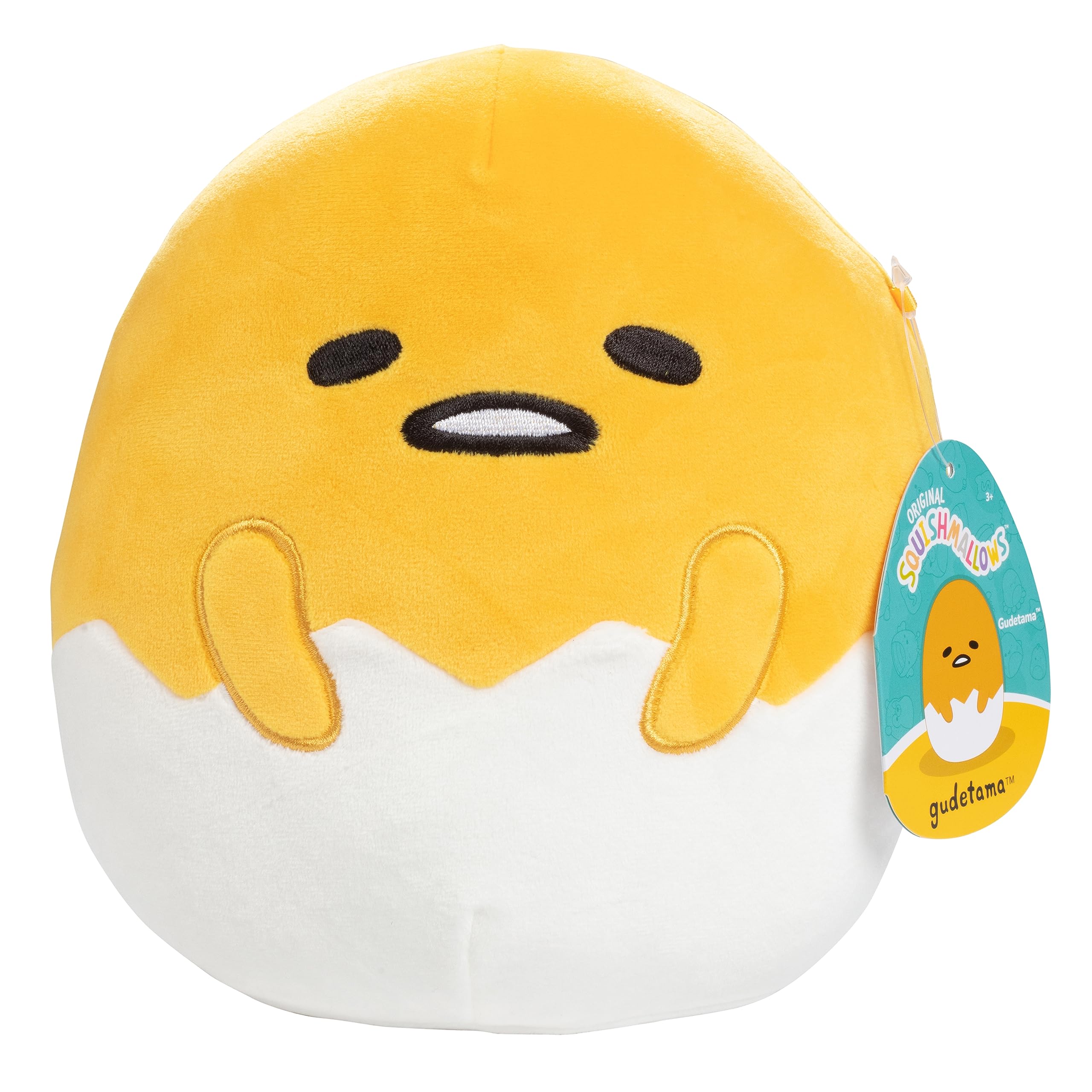 Squishmallows Original 8-Inch Gudetama The Lazy Egg - Official Jazwares Plush - Collectible Soft & Squishy Sanrio Easter Egg Stuffed Animal Toy - Add to Your Squad - Gift for Kids, Girls & Boys