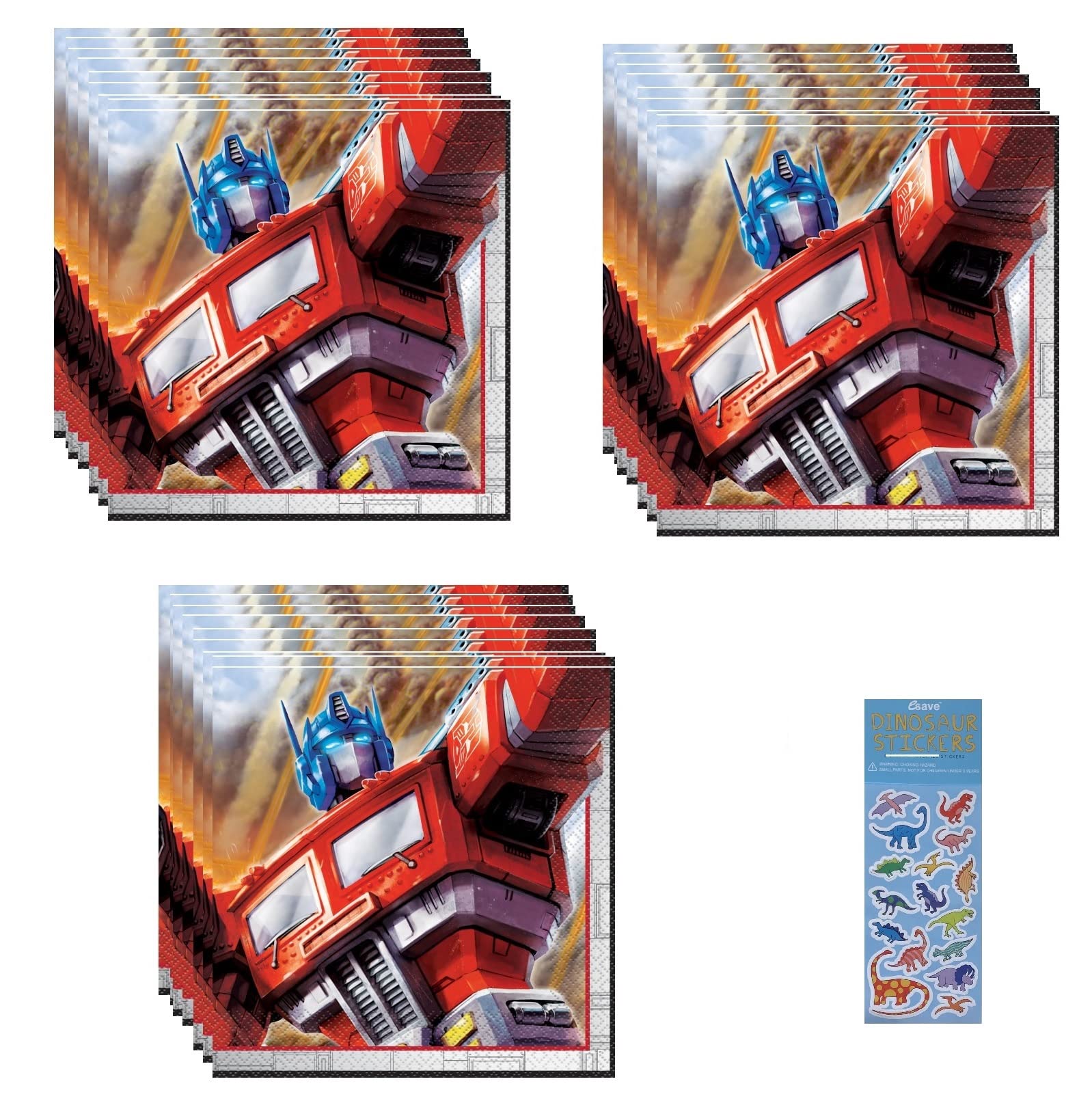 Transformers Birthday Party Supplies Bundle Pack includes 48 Lunch Napkins