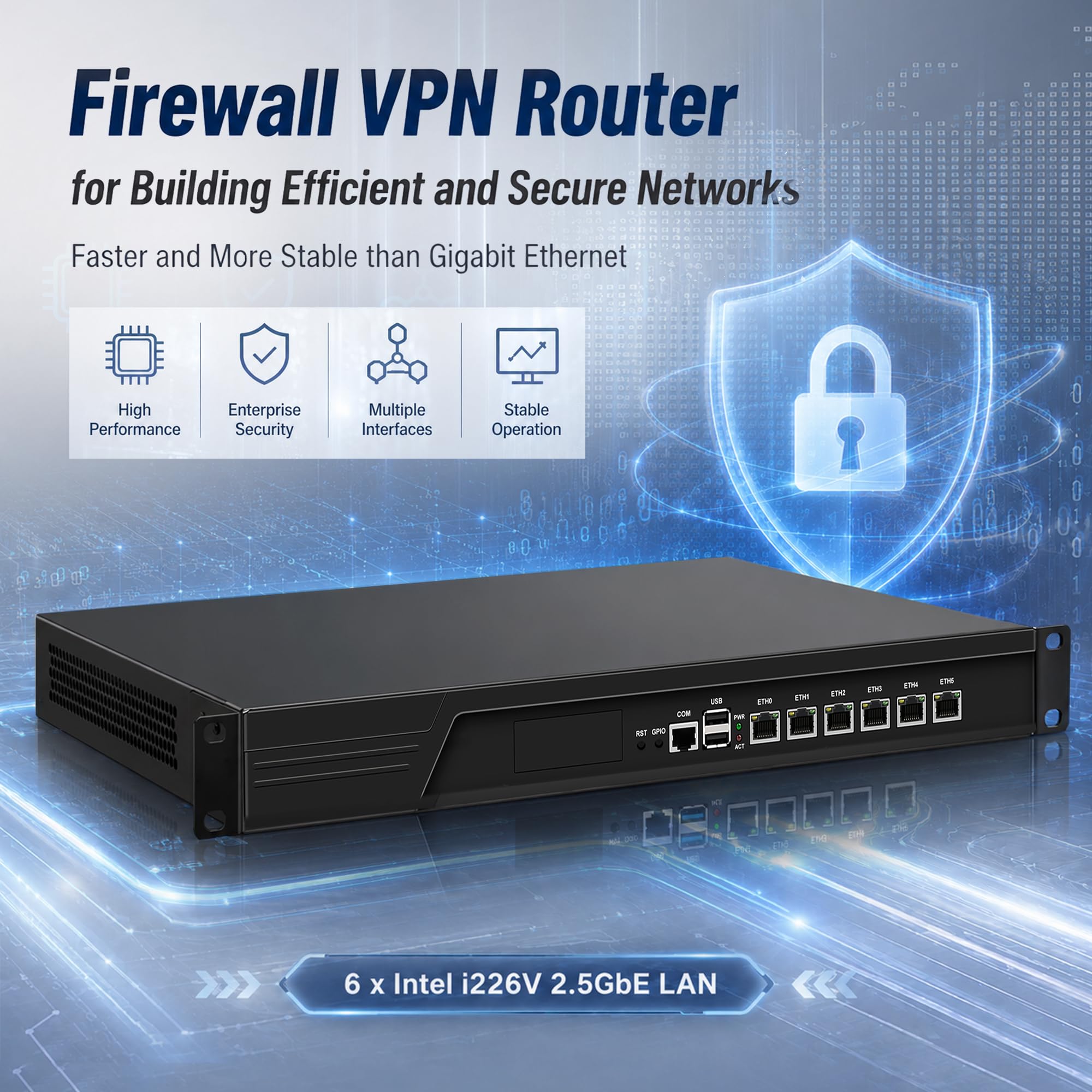 1U Firewall Appliance, 6 x i226-V 2.5GbE LAN, Core i3 3110M, 19" Rackmount PC, OPNsense Router Hardware, Homelab Server with VGA, COM, GPIO, USB2.0, DDR3 Barebone