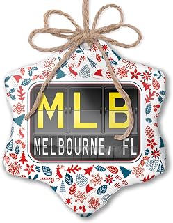 Christmas Ornament MLB Airport Code for Melbourne, FL Red White Blue Xmas