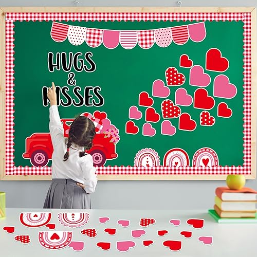 Miniatura 4 de ZOiiWA Decoración de tablón de anuncios para el día de San Valentín, juego de tablones de anuncios de camión, recortes de corazón, decoración de