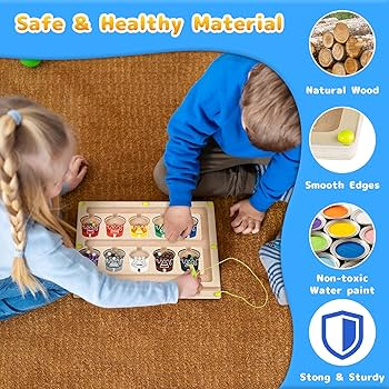 Toddler Educational Toys For 1 2 3 Year Old Boys And Girls - 6 Montessori Wooden Jigsaw Puzzles For Baby - Learning Gifts For 2 3 4 Year Old Girls And Boys - Games For Kids - MessyPlay NI