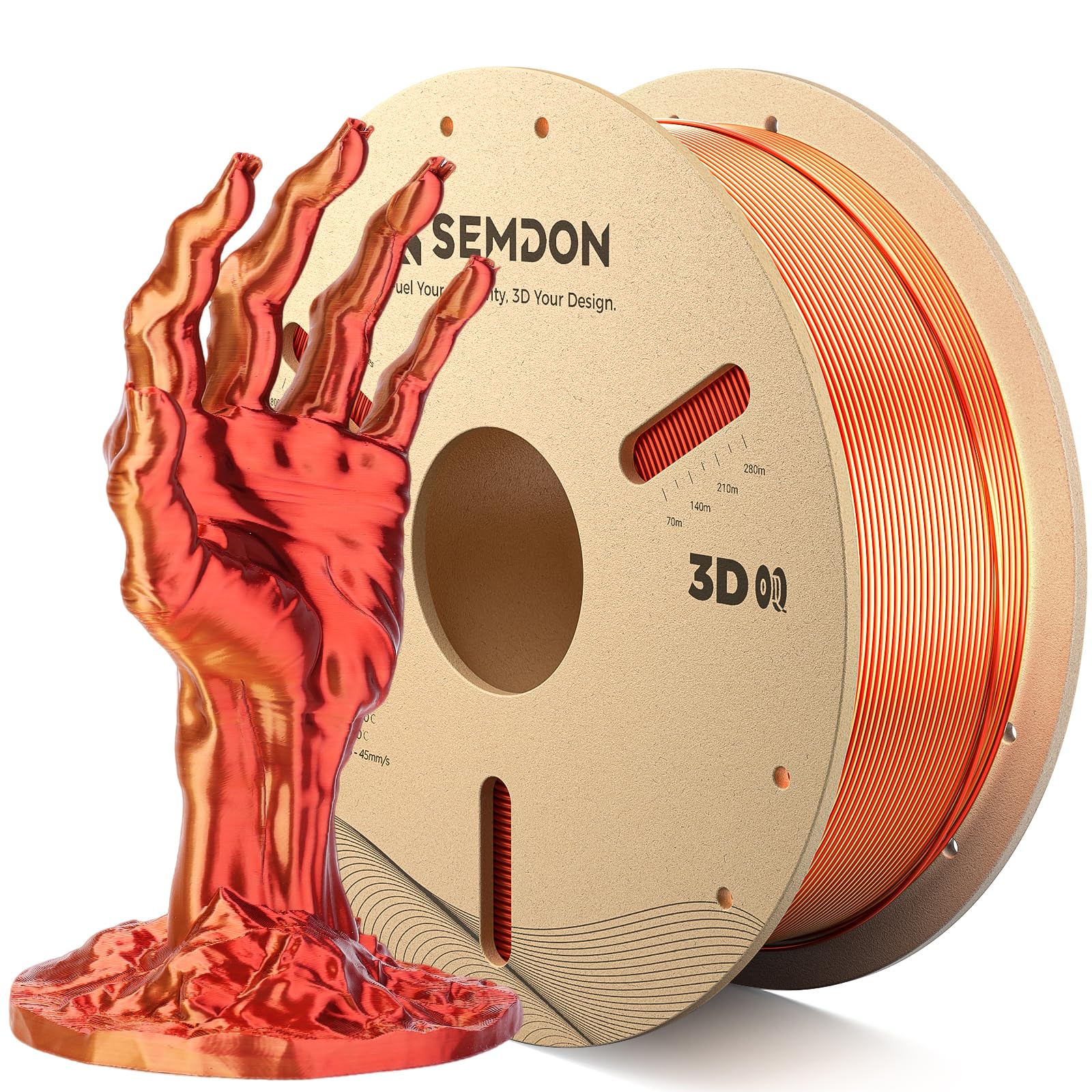 1.75mm PLA Filament, Dual-Color Silk PLA Filament Gold Red PLA 1KG(2.2lbs)