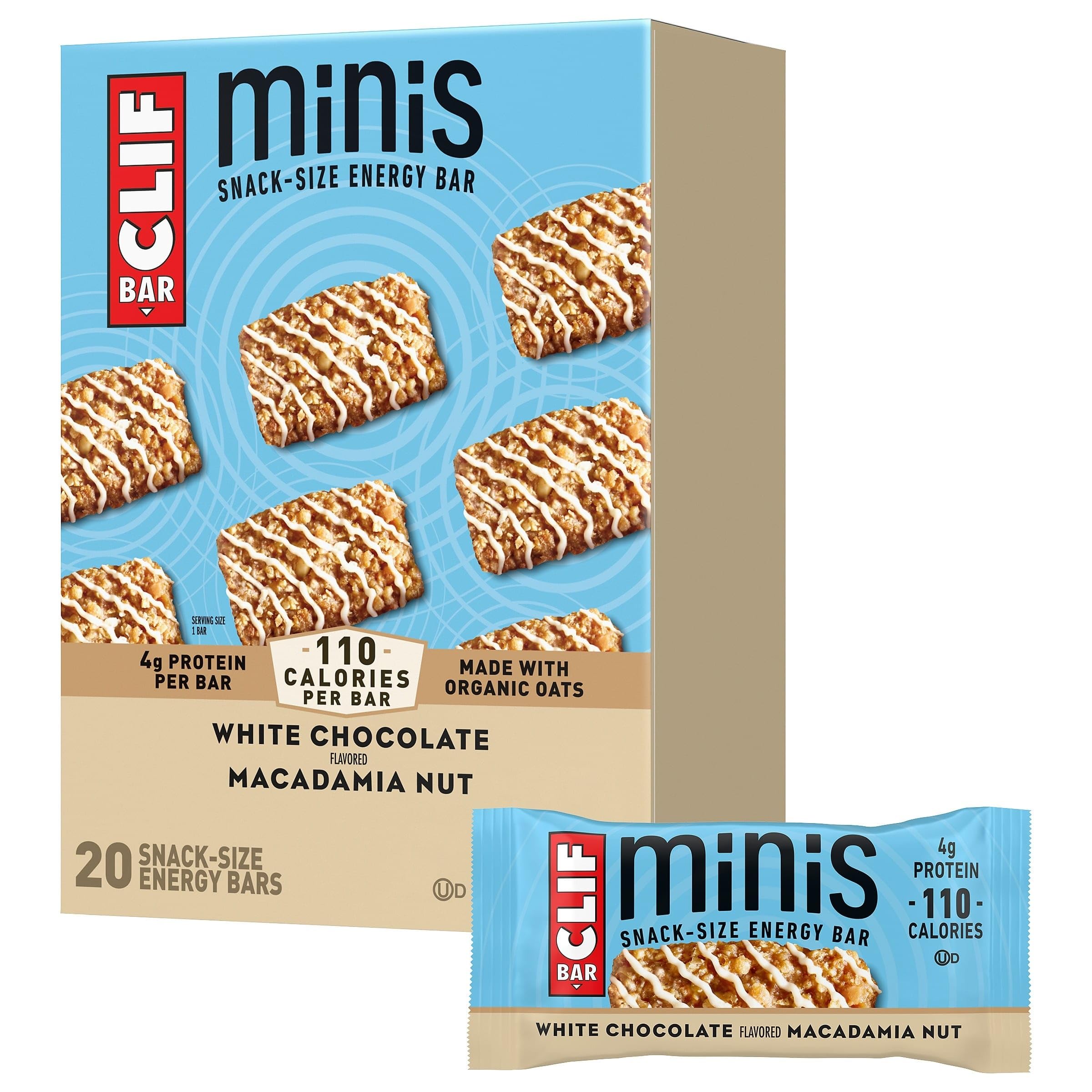 Sponsored Ad - CLIF BAR Minis - White Chocolate Macadamia Nut Flavor - Made with Organic Oats - 4g Protein - Non-GMO - Plant Based - Snack-Size Energy Bars - 0.99 oz. (20 Pack)