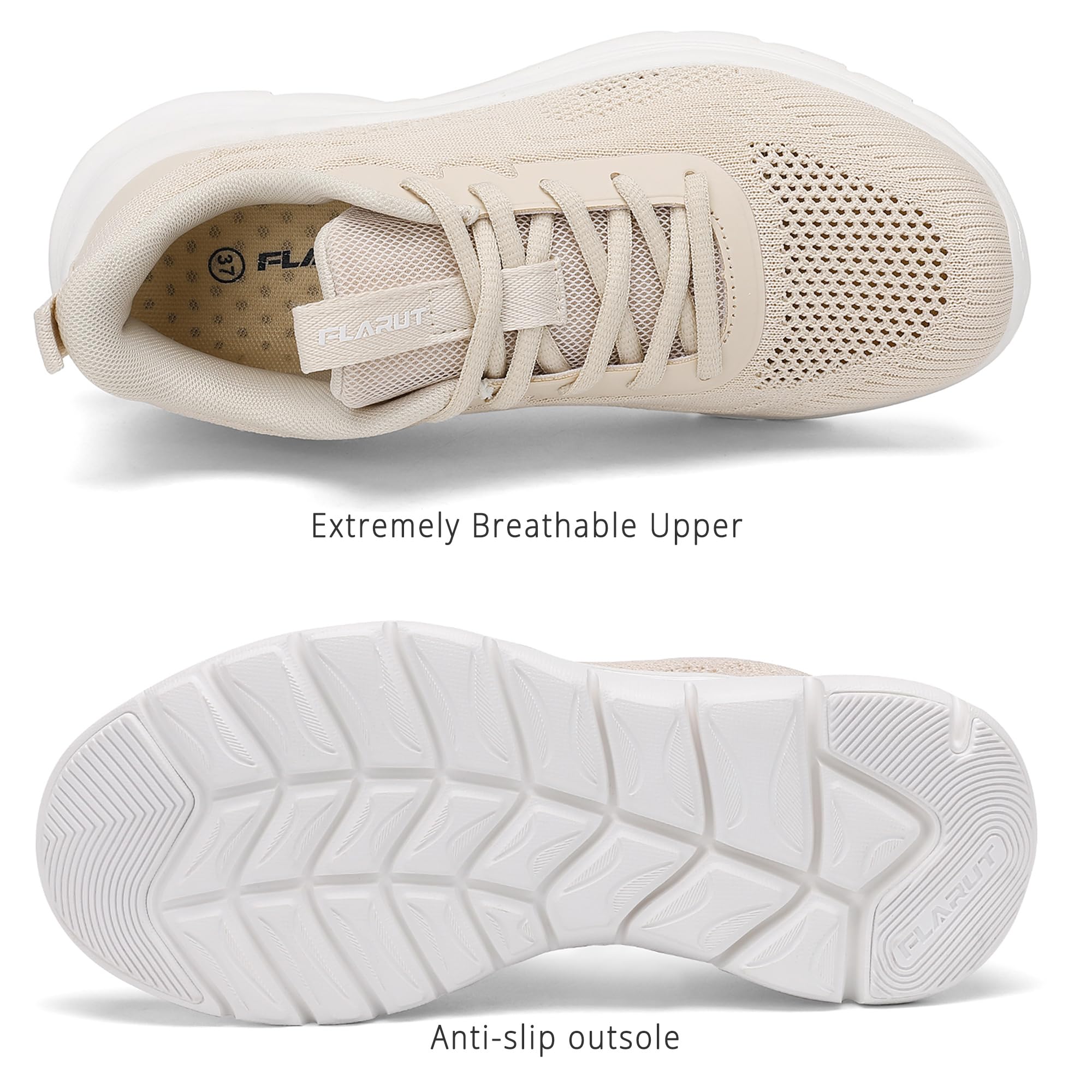 FLARUT Zapatillas Running Mujer Transpirables Ligeras con Malla, Antideslizantes, Amortiguación, Ideales para Caminar, Fitness, Jogging, Gimnasio y Exterior
