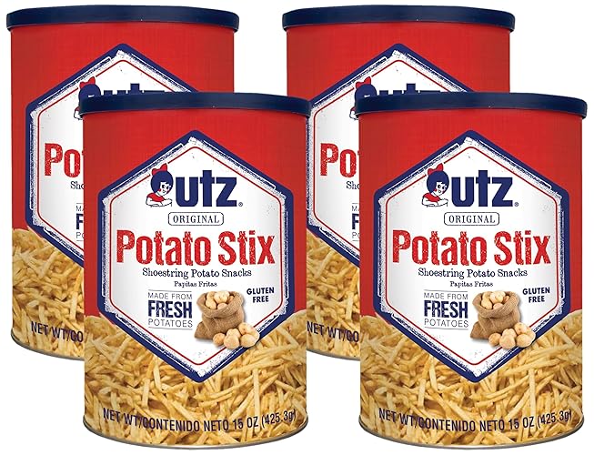 Utz Potato Stix, Original – 15 Oz. Canister – Shoestring Potato Sticks Made from Fresh Potatoes, Crispy, Crunchy Snacks in Resealable Container, Cholesterol Free, Trans-Fat Free, Gluten-Free Snacks