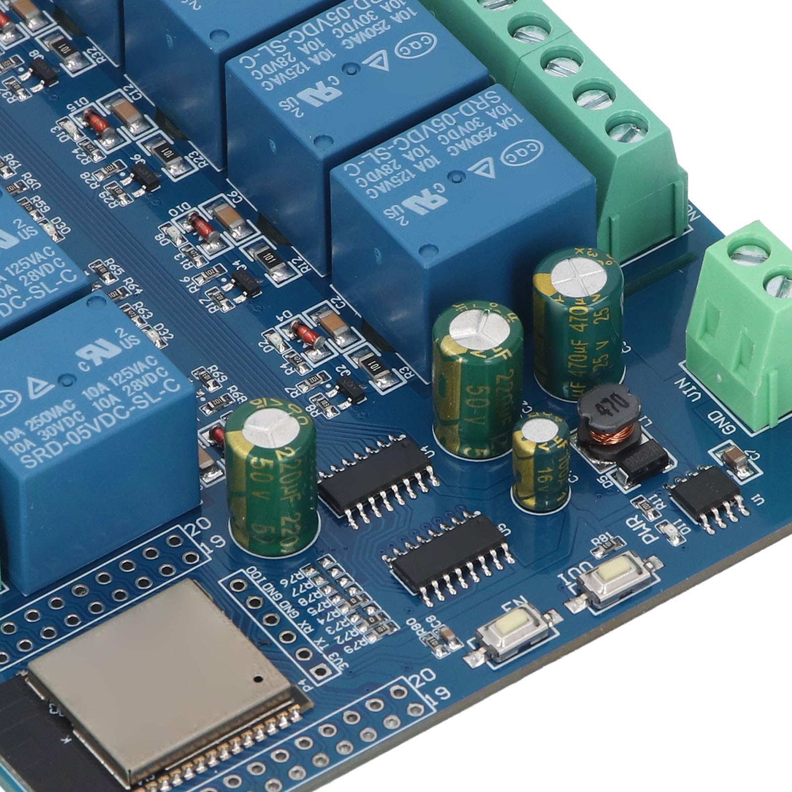 Carte de Module Relais 16 canaux pour -WROOM, Carte de Développement Relais pour Maison Connectée, Alimentation DC5-12V, Contrôle de Charges Jusqu'à AC 250 V ou DC 30 V