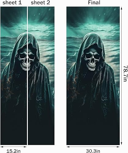 Miniatura 2 de FLFK - Adhesivo para puerta, 3D, para puerta, autoadhesivo, extraíble, para decoración del hogar, 30.3 pulgadas de ancho x 78.7 pulgadas de largo,