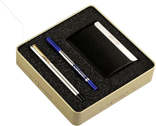 Parker Vector 026122 - Bolígrafo de acero inoxidable GT con tarjetero