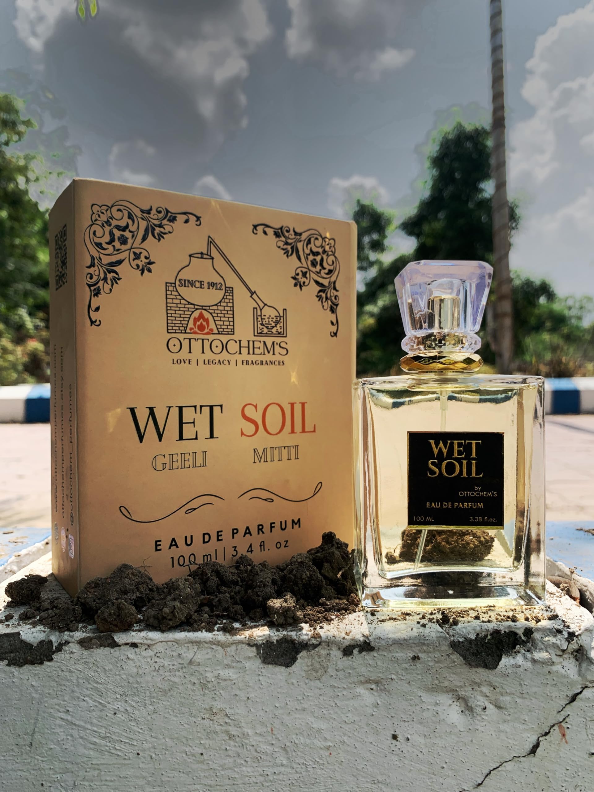 Wet Soil Eau de Parfum 100ml | Petrichor Rain Scent | Earthy & Fresh Natural Mitti Attar Inspired Perfume | Unisex Long Lasting Fragrance | Best Gift for Loved Ones | by Ottochem's