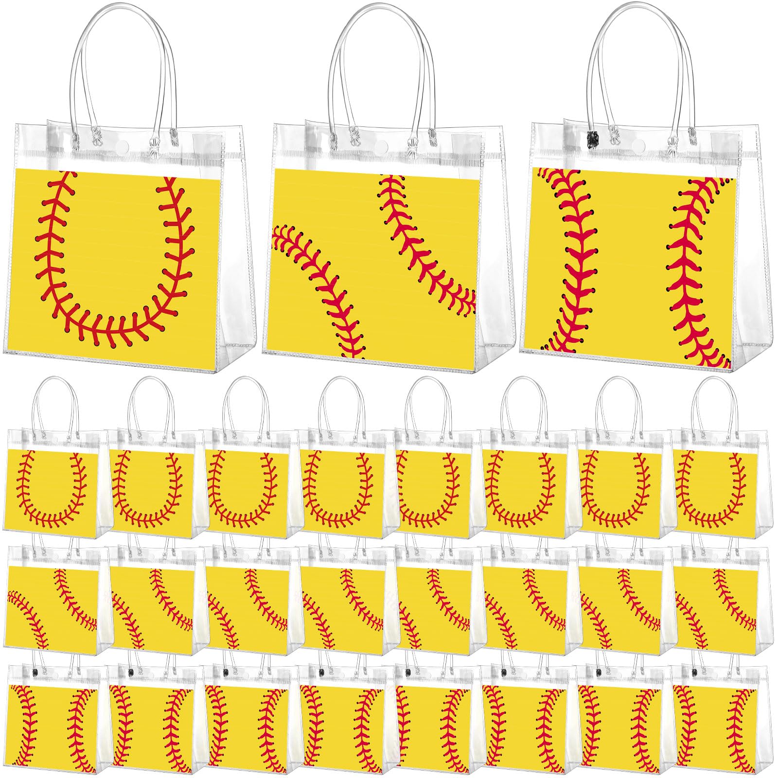 Resholder 30 szt. softball przezroczyste torby na prezenty z PCW, luzem, 3 style, softball, torby na przekąski, z uchwytem, sportowe, tematyczne, na imprezę, upominek, cukierki, artykuły dekoracyjne