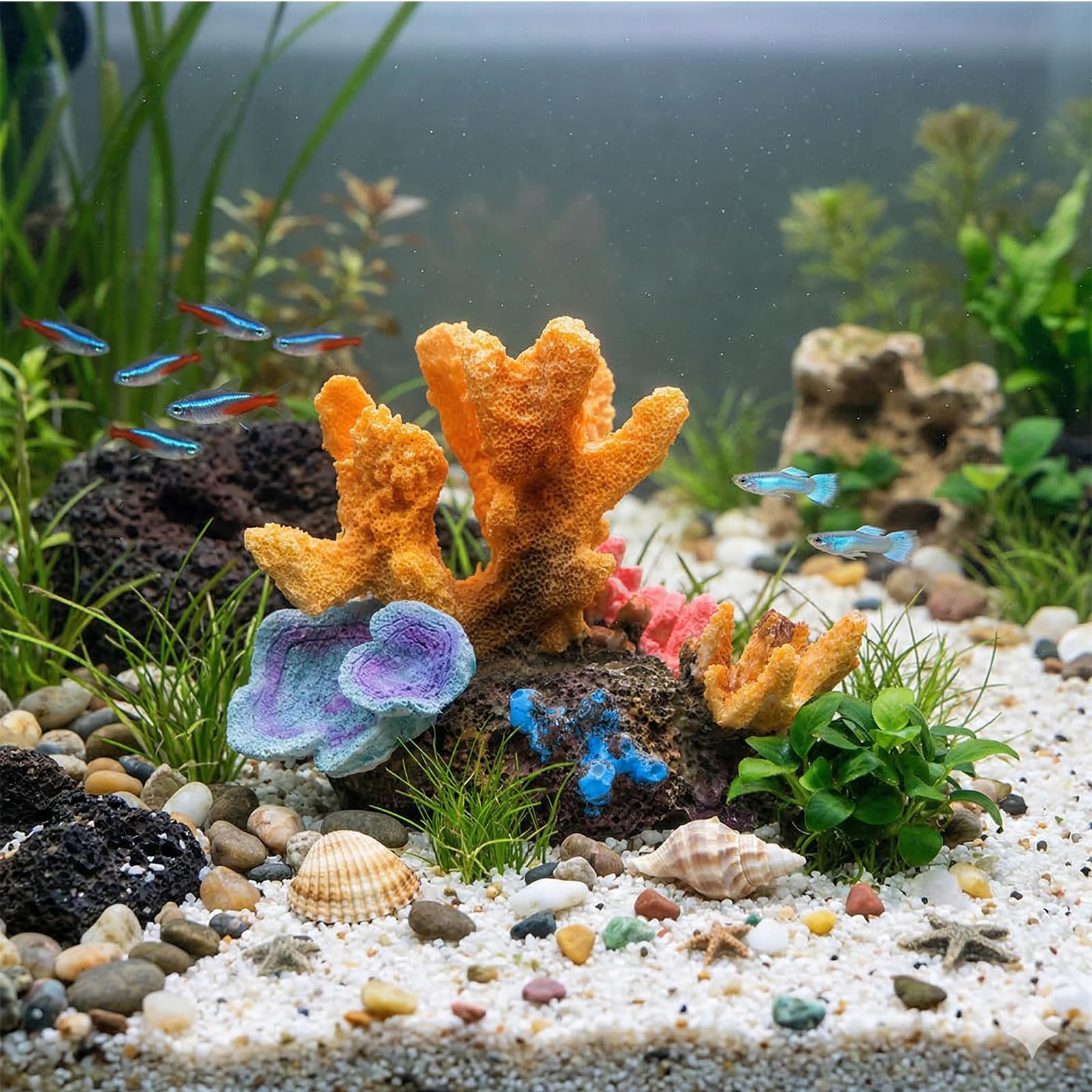 1 Pièce Coraux de Décoration pour Aquarium, Ornements de Récifs Coralliens Artificiels, Ornements en Résine pour Aménagement Paysager Aquatique Décoration pour Petits Fish Tanks