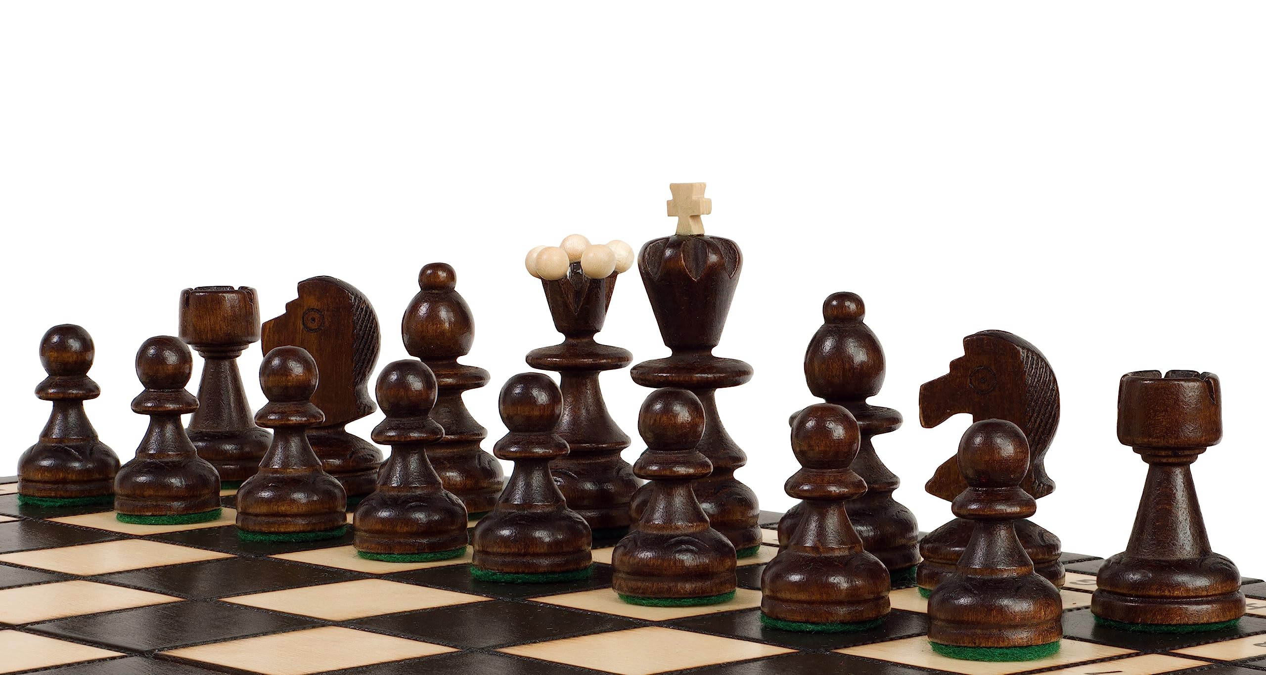 Sunrise Chess & Games Eleganti scacchi all'alba, Cassetta per scacchiera dipinta a mano con figure tradizionali polacche medie, motivo bruciato, con scomparti