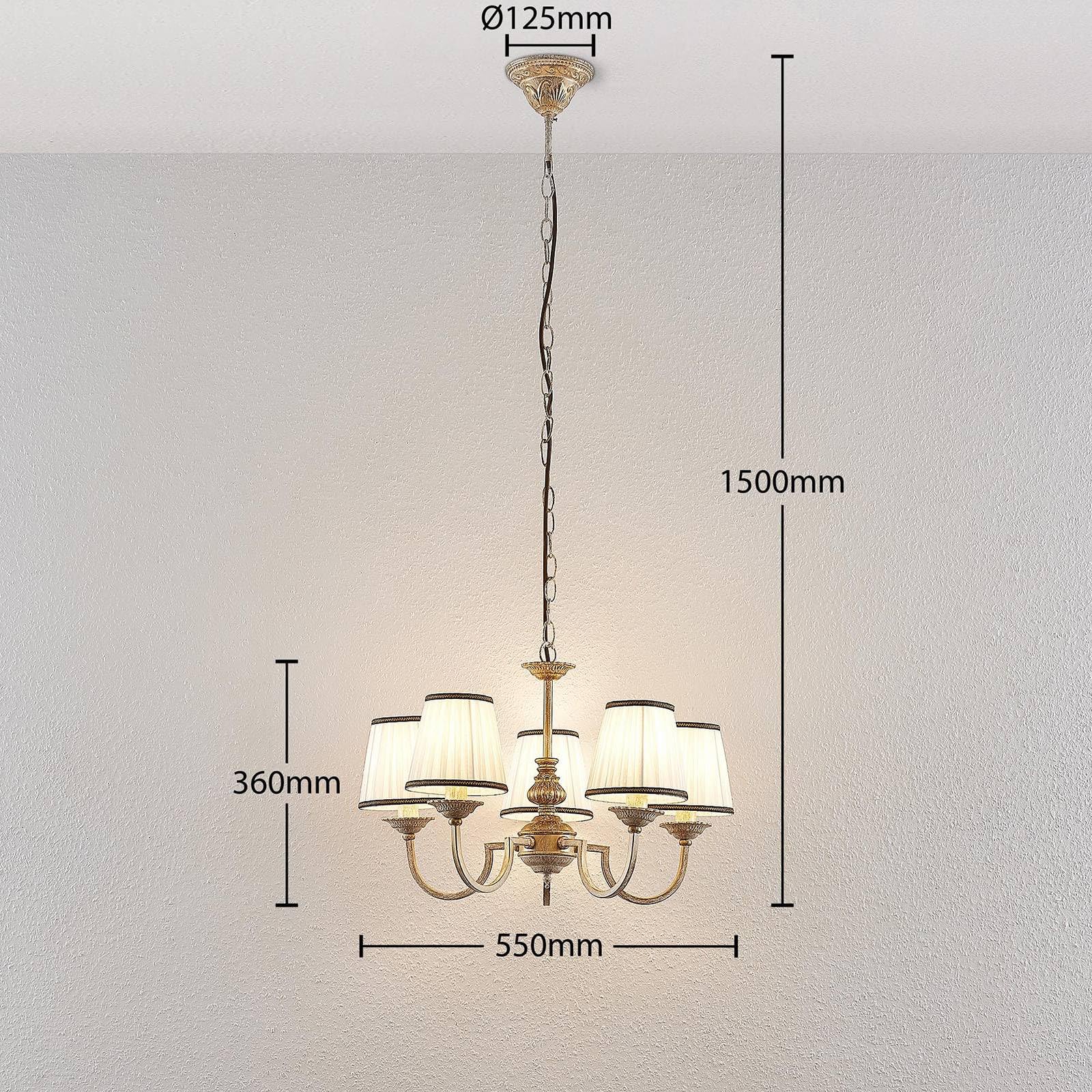 Lindby Kronleuchter Lumiel (Landhaus, Vintage Rustikal) in Bronze aus Textil (5 flammig E14) - Pendelleuchte Hängelampe Lüster Lampe Deckenleuchte Deckenlampe Wohnzimmerleuchte