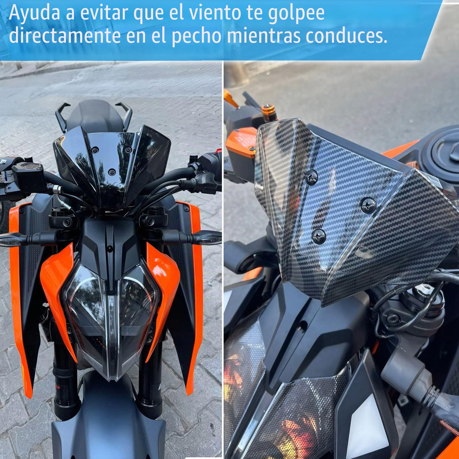 Parabrisas Deflector de Viento para K&T&M Duke 125/250/390 2024-2025 Visera Modificación Motocicleta (Humo Negro)