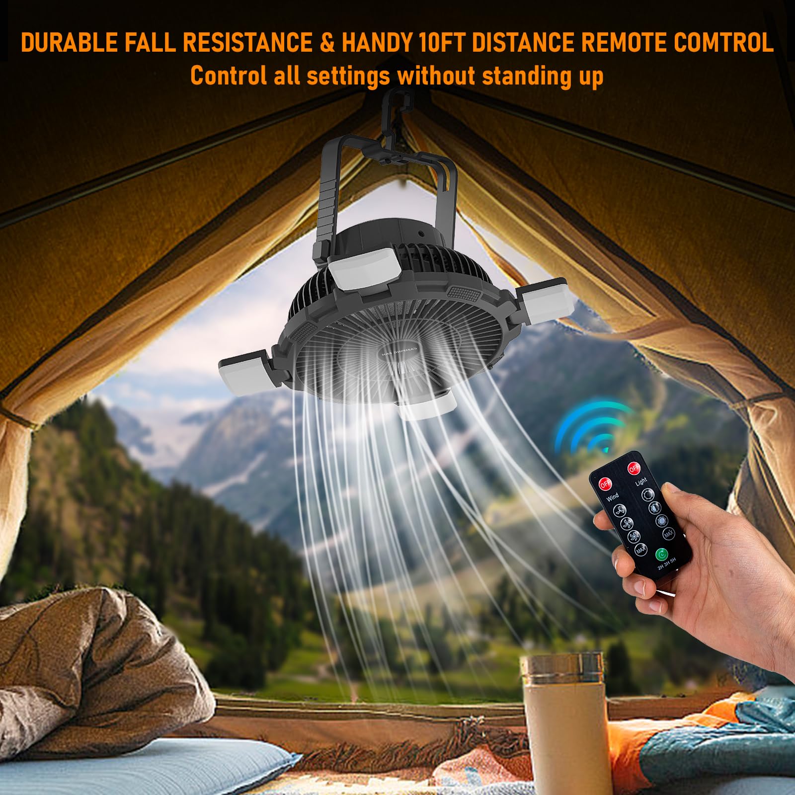 tent fan light with remote