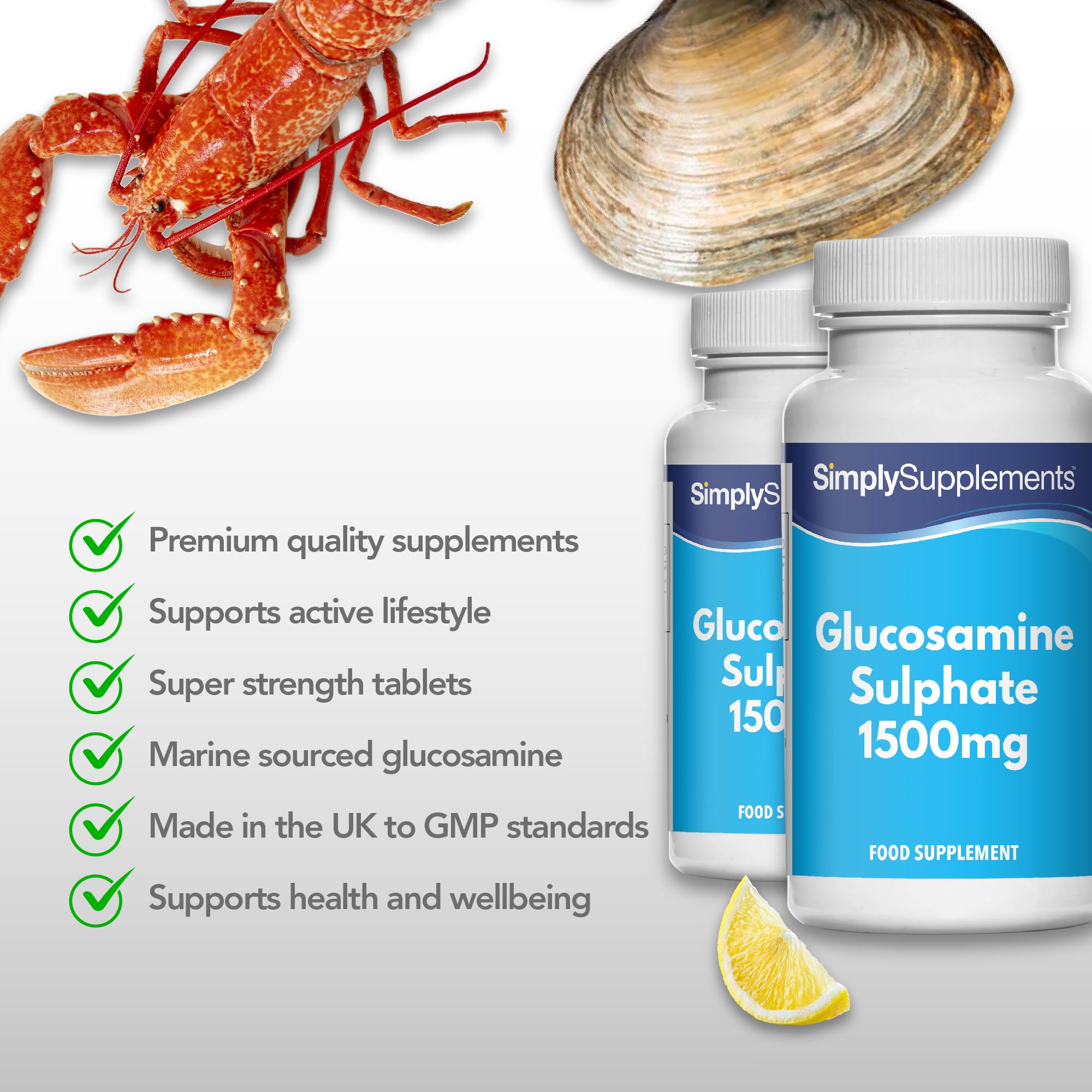 Sulfato de Glucosamina 1500mg - ¡Bote para 4 meses! - 120 Comprimidos - SimplySupplements