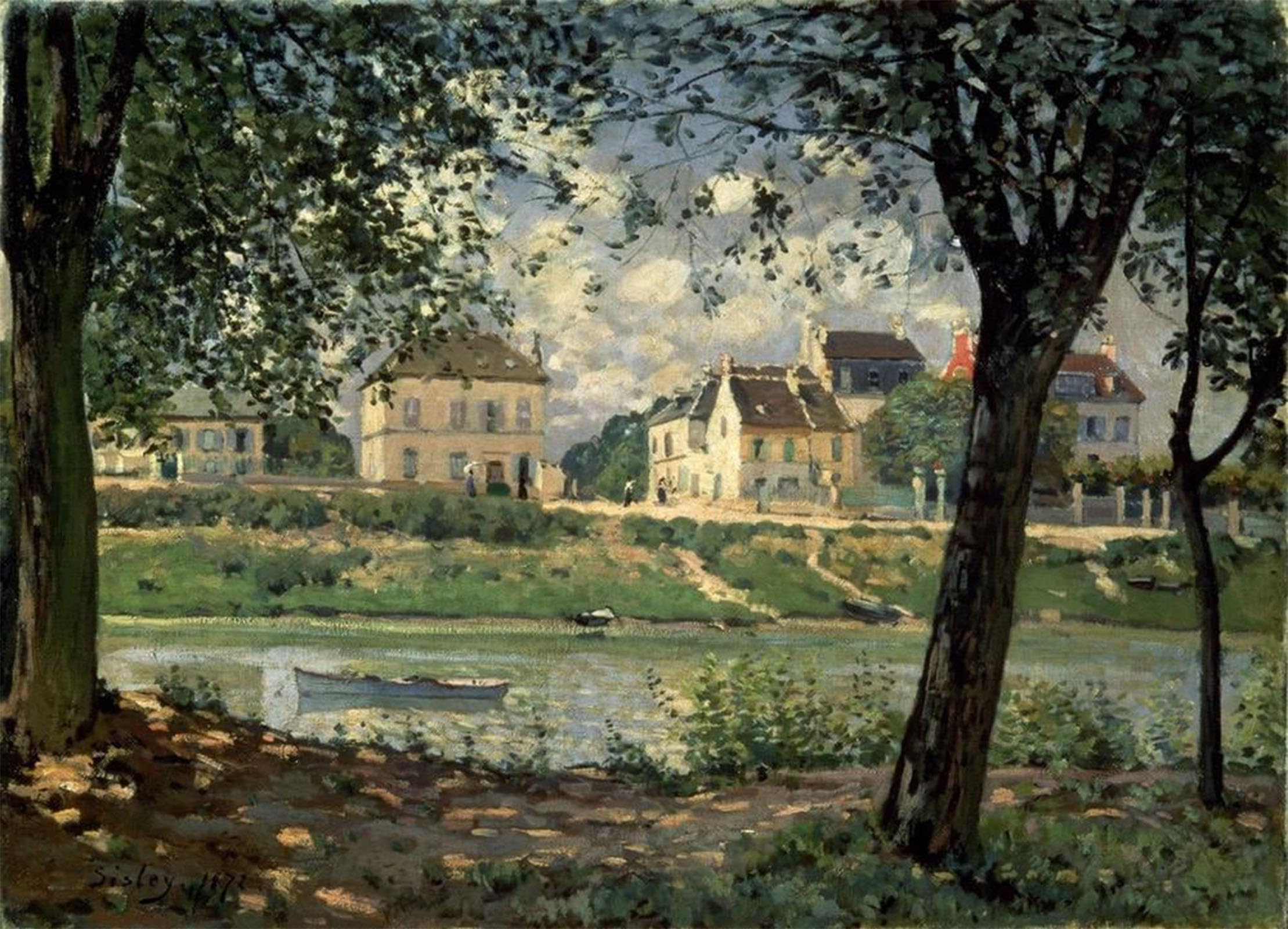 SERENDIPITP Abstract Painting Mural Print Picture Wall Decor Painting Villeneuvela Garenne by Alfred Sisle Vintage Wall Artwork for Home Decor 60x90cm