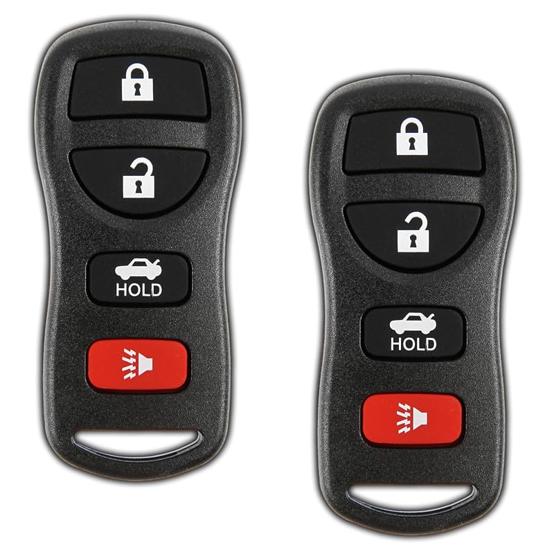 Controle remoto de chaveiro para Nissan e Infiniti 2002–2015 KeylessOption KPT1553, preto, kit com 2