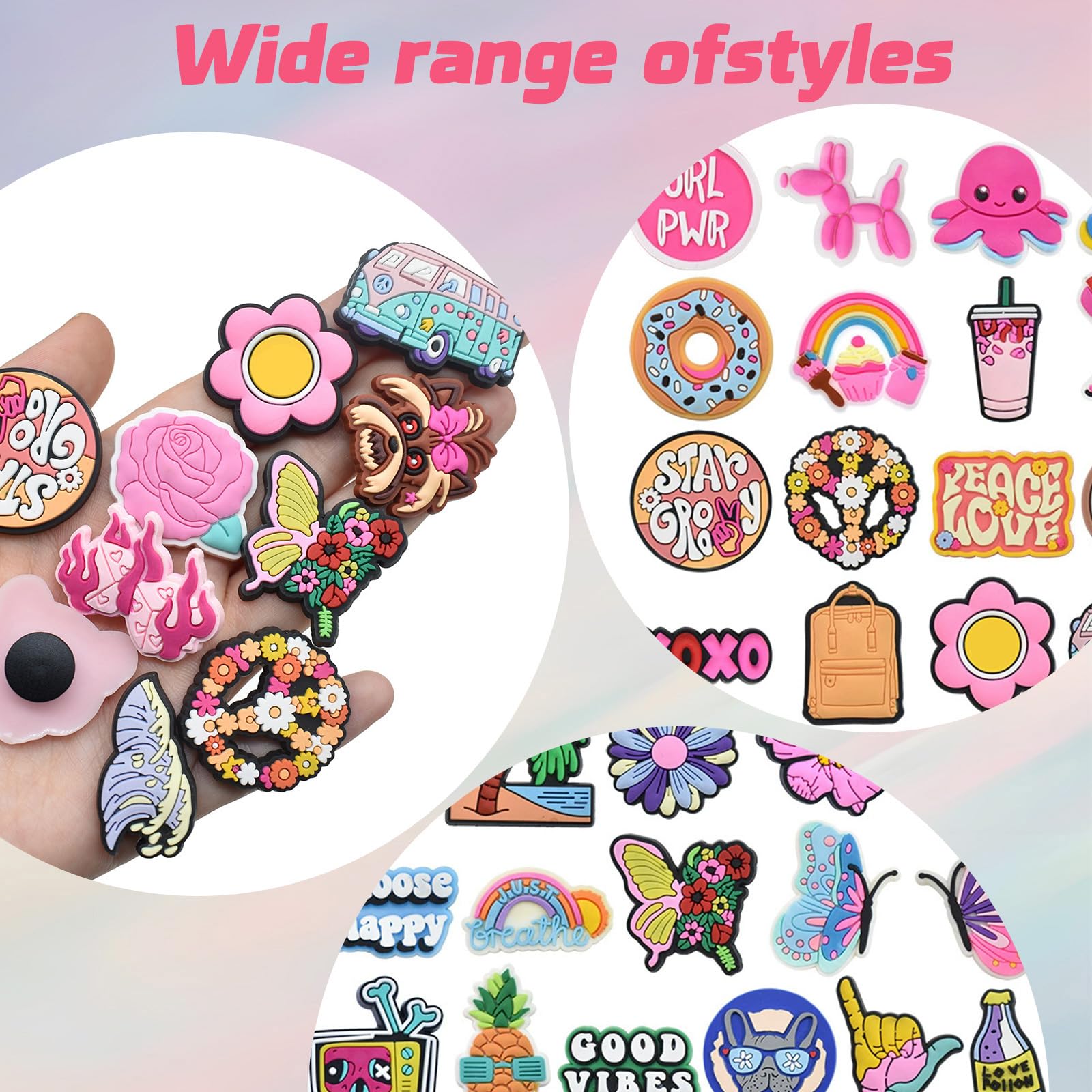 Adornos para Zapatos, 50 Pins para Crocs, Decoración de Zapatos para Niñas Mujeres Niños