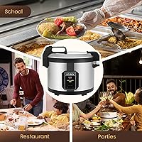 Vista 7 de SYBO Commercial Rice Cooker and Warmer, 60 Cups Cooked (30 Cup Uncooked) Large Rice Cooker with Hinged Lid, Non-Stick Insert Pot, Stainless Steel