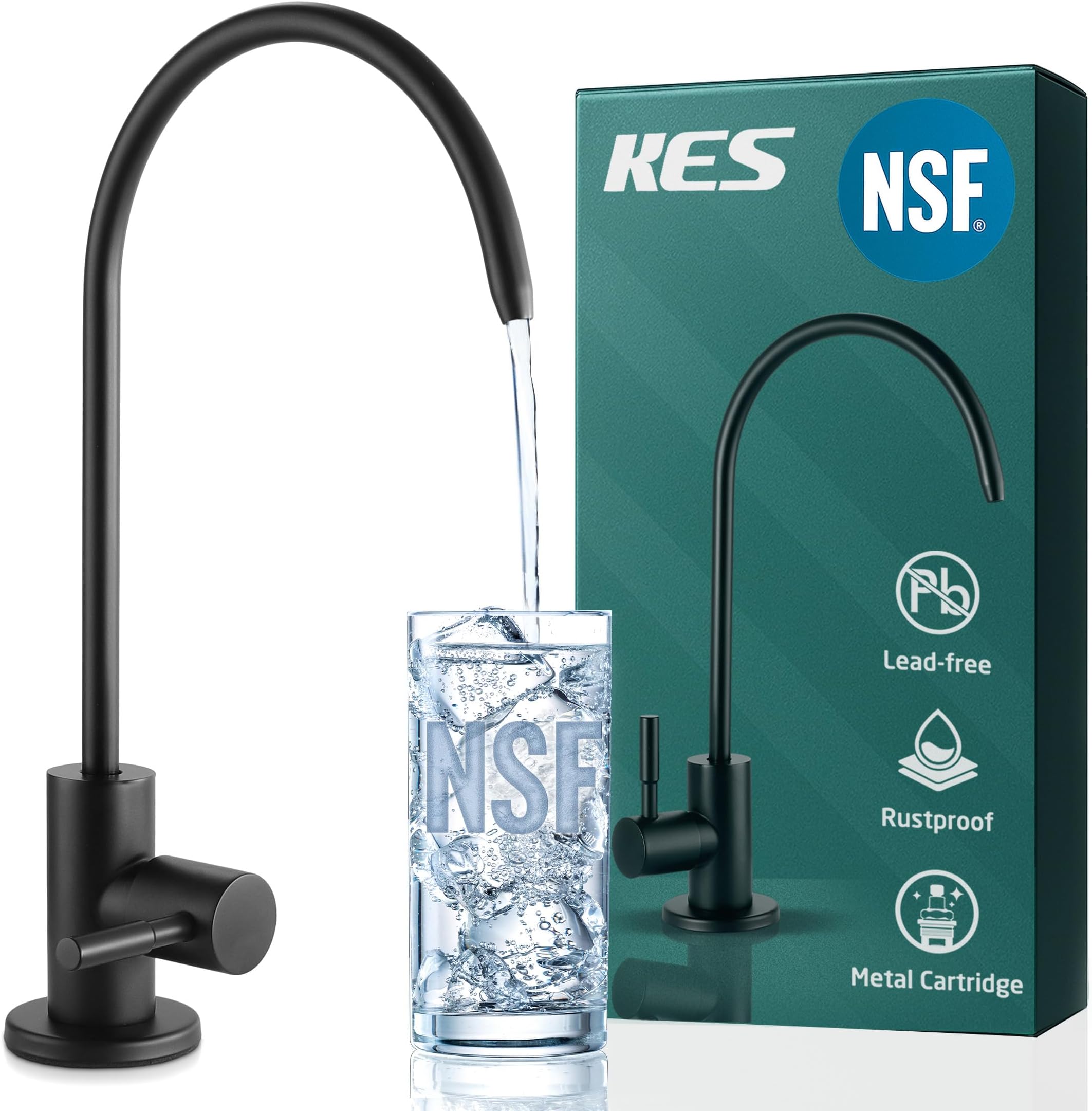KES NSF Certified Reverse Osmosis Faucet, RO Lead-Free Water Filter Faucet Drinking Water Faucets Kitchen Faucet Non-Air-Gap 304 Stainless Steel Matte Black, Z504CLFF18-BK
