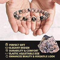 Vista 308 de Pulsera de turmalina negra, pulsera de cristal curativo natural para mujeres y hombres, pulsera de cuentas redondas de 0.315 in para espiritual