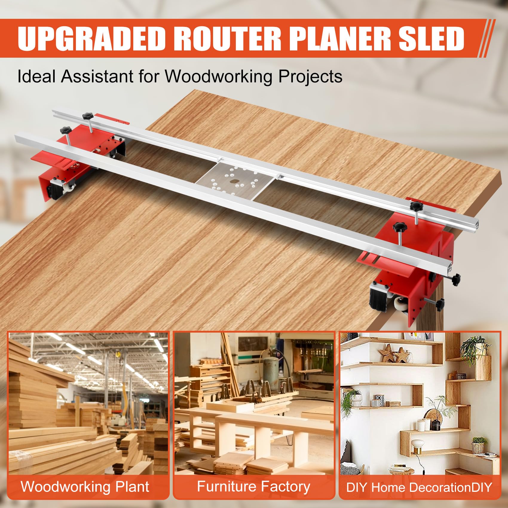 Howaoo Router Sled, Portable and Easy to Adjust Slab Flattening Jig, 60