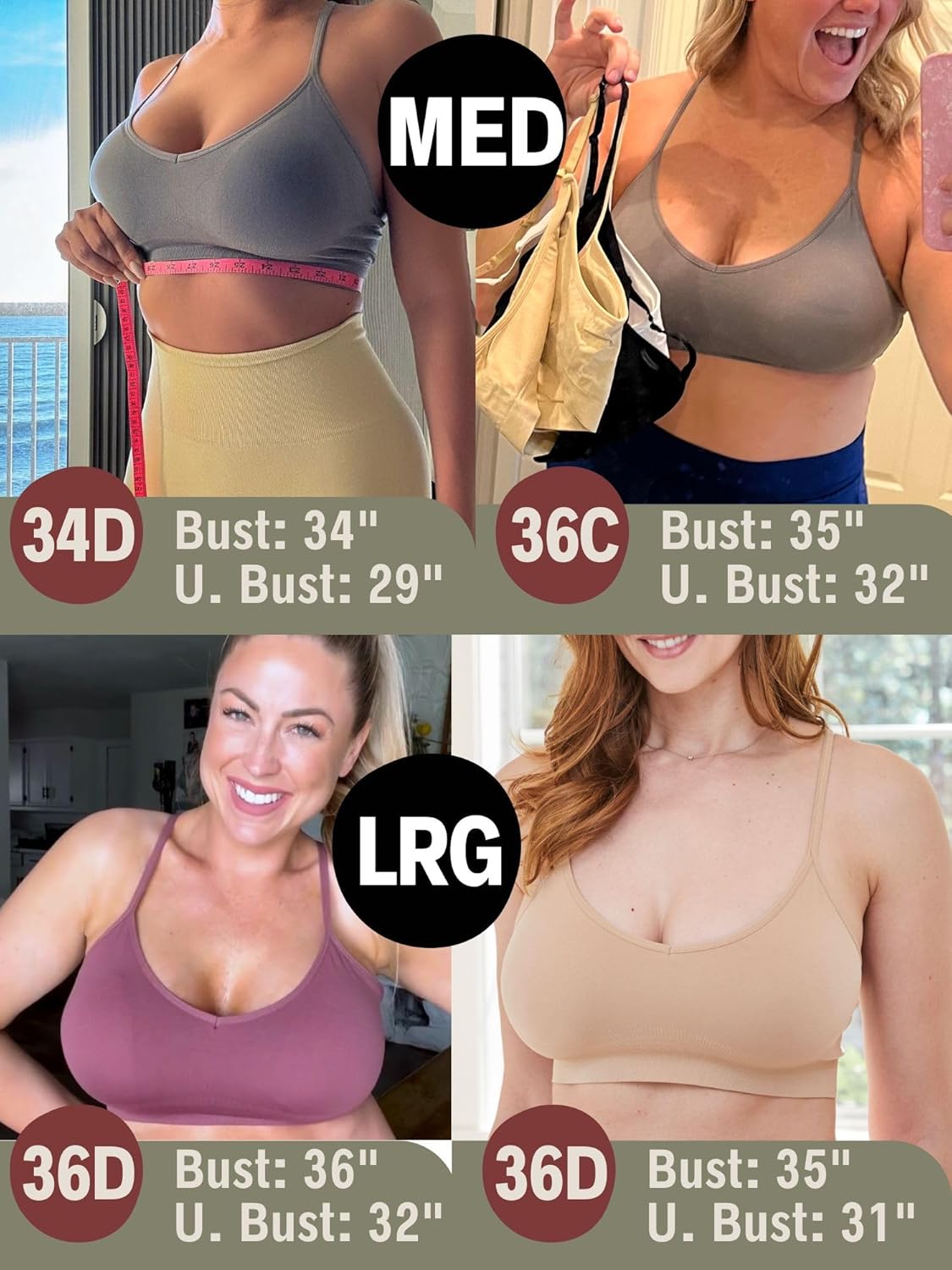 Kalon Women’s 4 Pack Racerback Sports Bralette Seamless Wireless Comfort Bra - Image 8