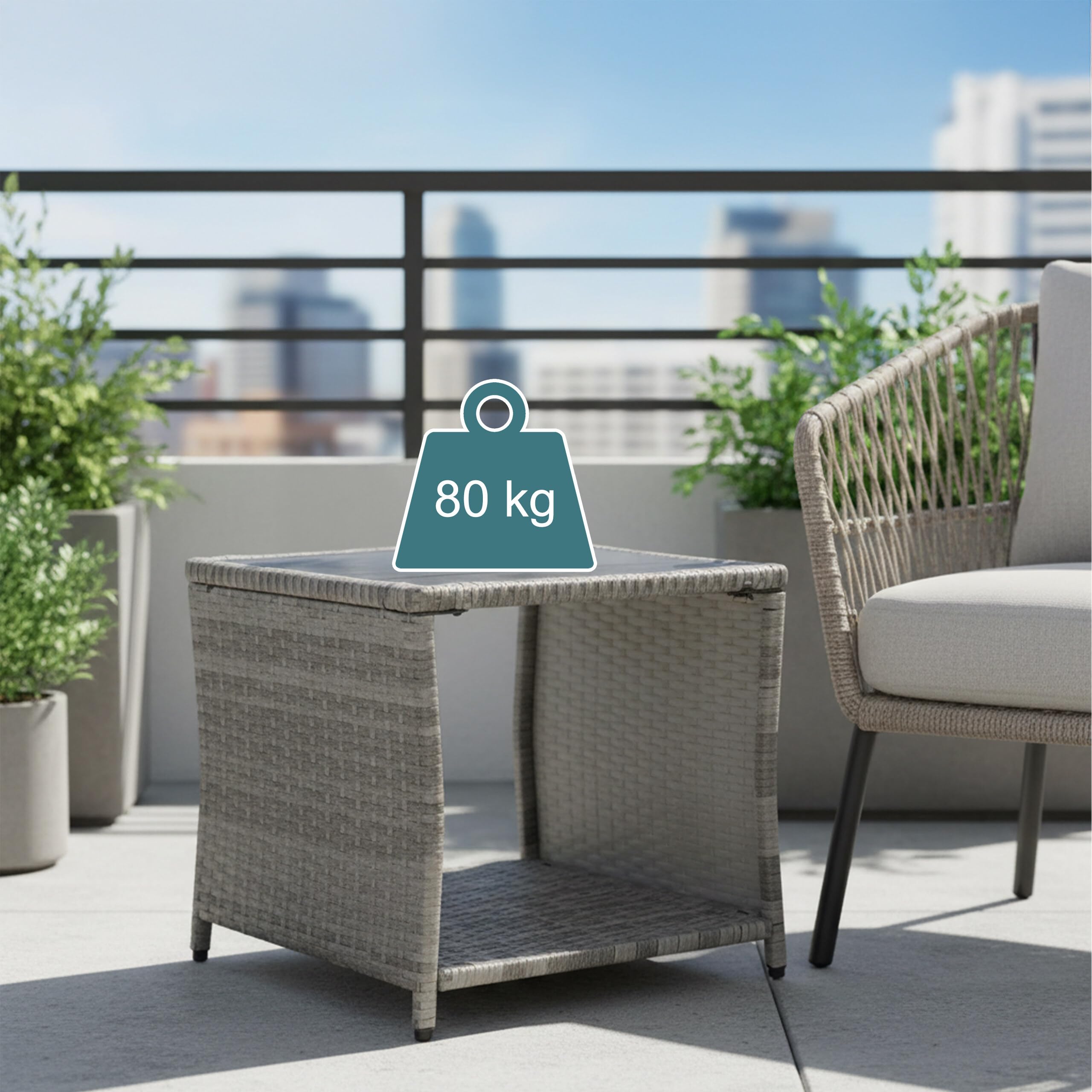 Relaxdays Tavolino Quadrato da Balcone, HxLxP 40x45x45 cm, Resistente alle intemperie