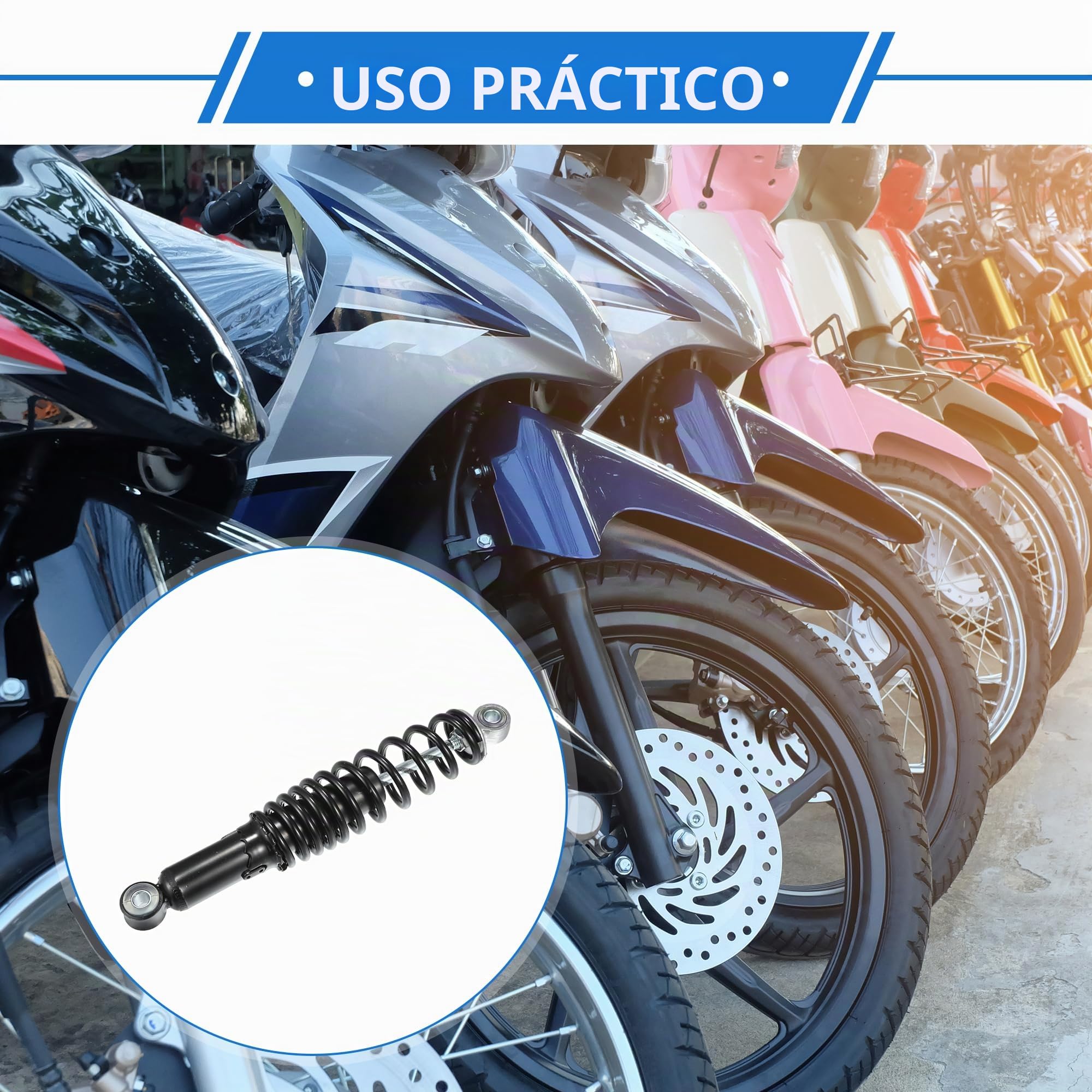 Amortiguadores Traseros De Suspensión Para Moto 1 Par Universal | Material: Acero Y Aluminio, Tamaño: 320X56Mm, Centro Ojo: 290Mm, Montaje: 10Mm, Suspensión: 1200Lbs, Ajuste Universal