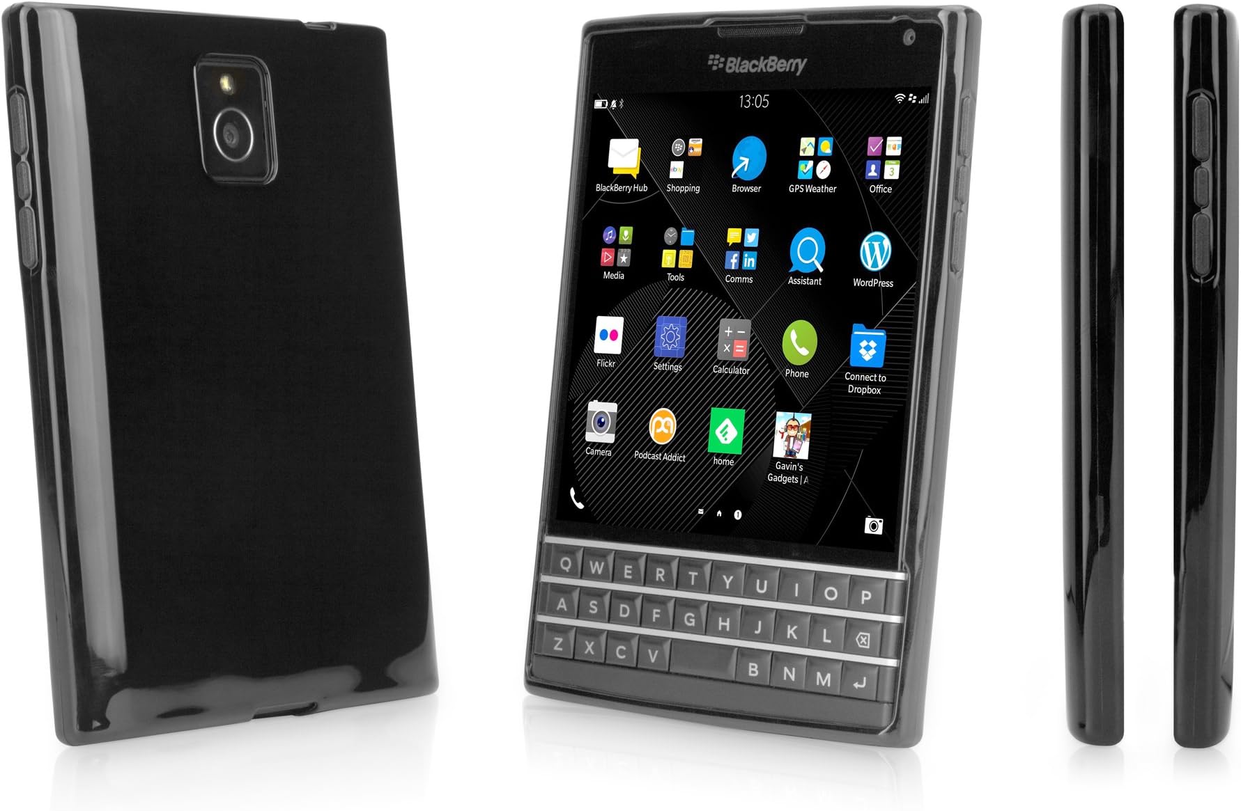 BoxWave Case Compatible with BlackBerry Passport - Tuxedo SuitUp Case, Glossy Black TPU Gel Skin Case
