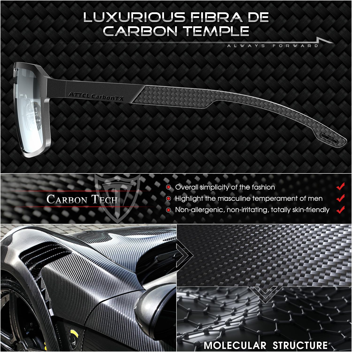 ATTCL Polarized Sunglasses Men Driving: Lightweight Metal Frame Fiber Temples UV400 Protection Stylish Hexagonal Sun glasses - Image 5