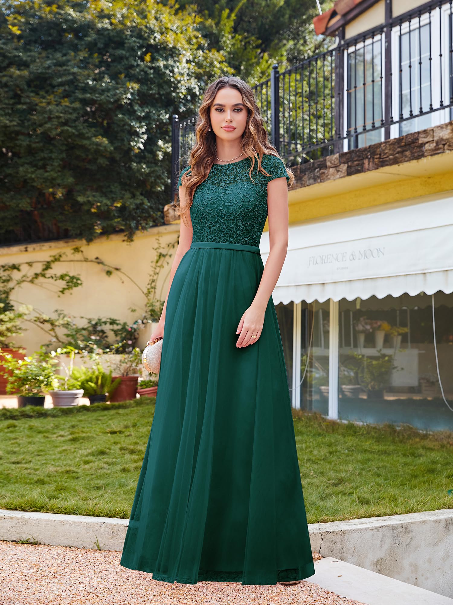 BABYONLINE D.R.E.S.S.Robe Cocktail Femme Mariage Col Rond sans Manches en Tulle pour Bal Soirée Robe élégante