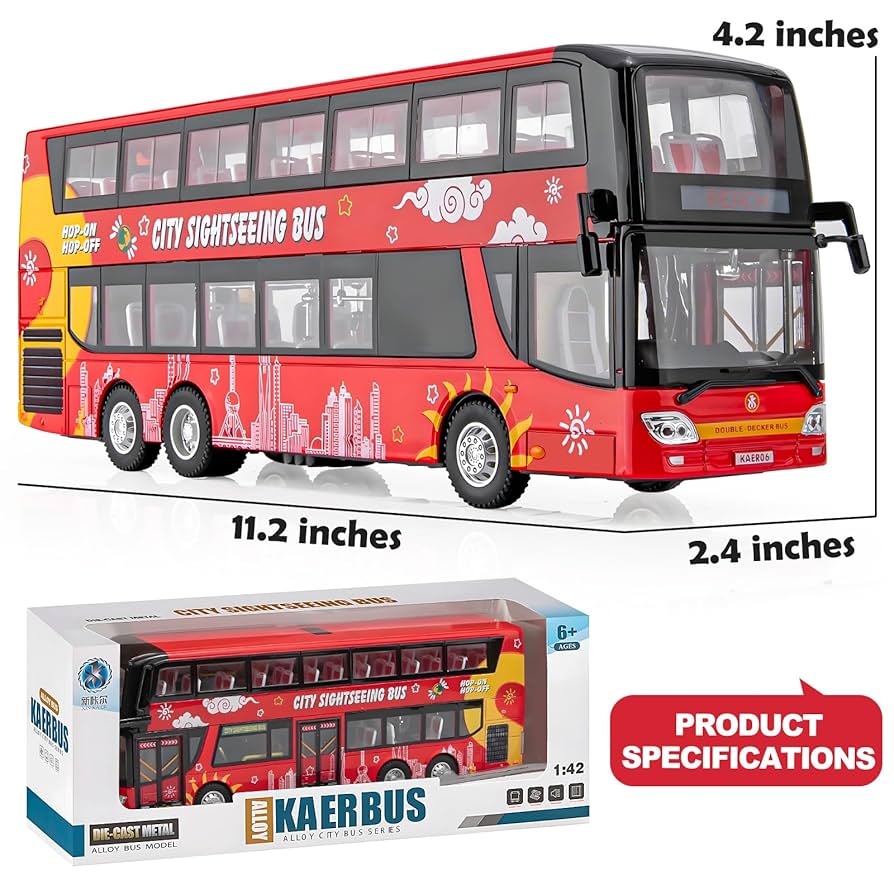 Amazon.com: 1/42 Diecast Bus Toys Cars, Metal Double Decker
