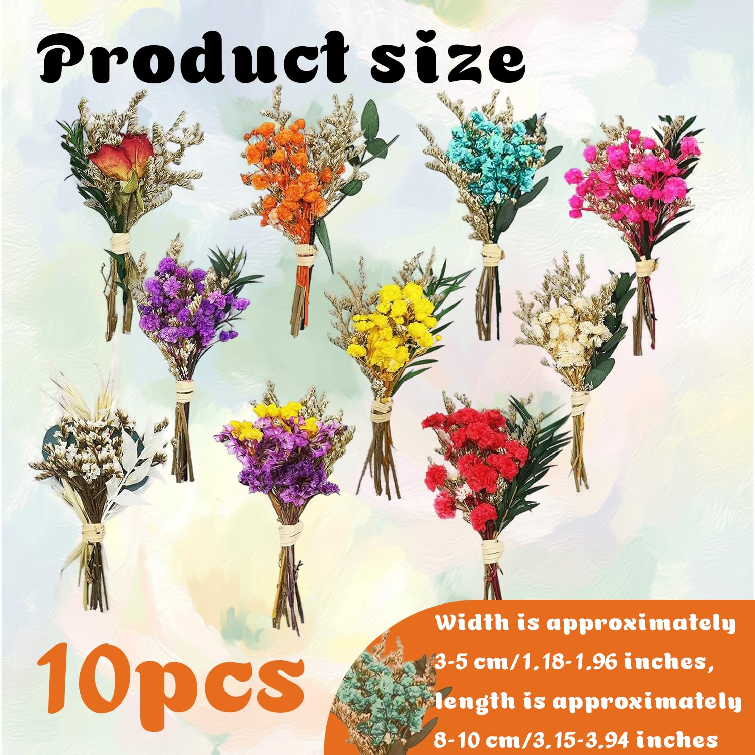 10 Piezas Ramos Miniaturas de Flores Secas,Decoración Natural con Flores Secas Pequeñas,para Decorar Scrapbooks,Bullet Journals,Álbumes de Fotos,Sobres de Regalo y Cajas de Regalo