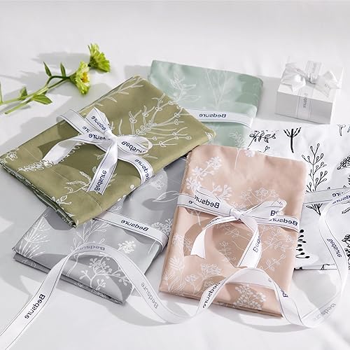Miniatura 6 de Bedsure Funda de edredón tamaño King  Juego de funda de edredón floral botánica con cierre de cremallera, juego de ropa de cama verde oliva, 3