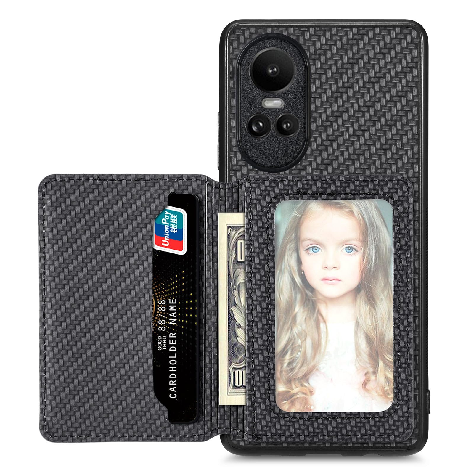 MOJIA Case for OPPO Reno 10 5G / Reno 10 Pro 5G, Ultra Thin Flip Card bag Case, TPU Phone Cover, Card Holder Multifunctional Case with Rfid Blocking. Black