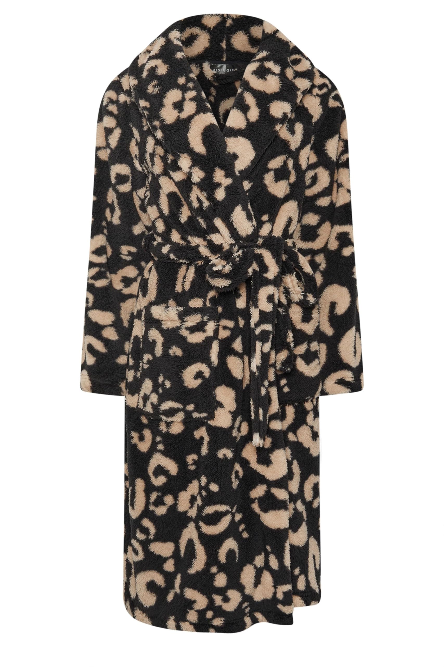 PixieGirl Black Animal Print Dressing Gown Petite