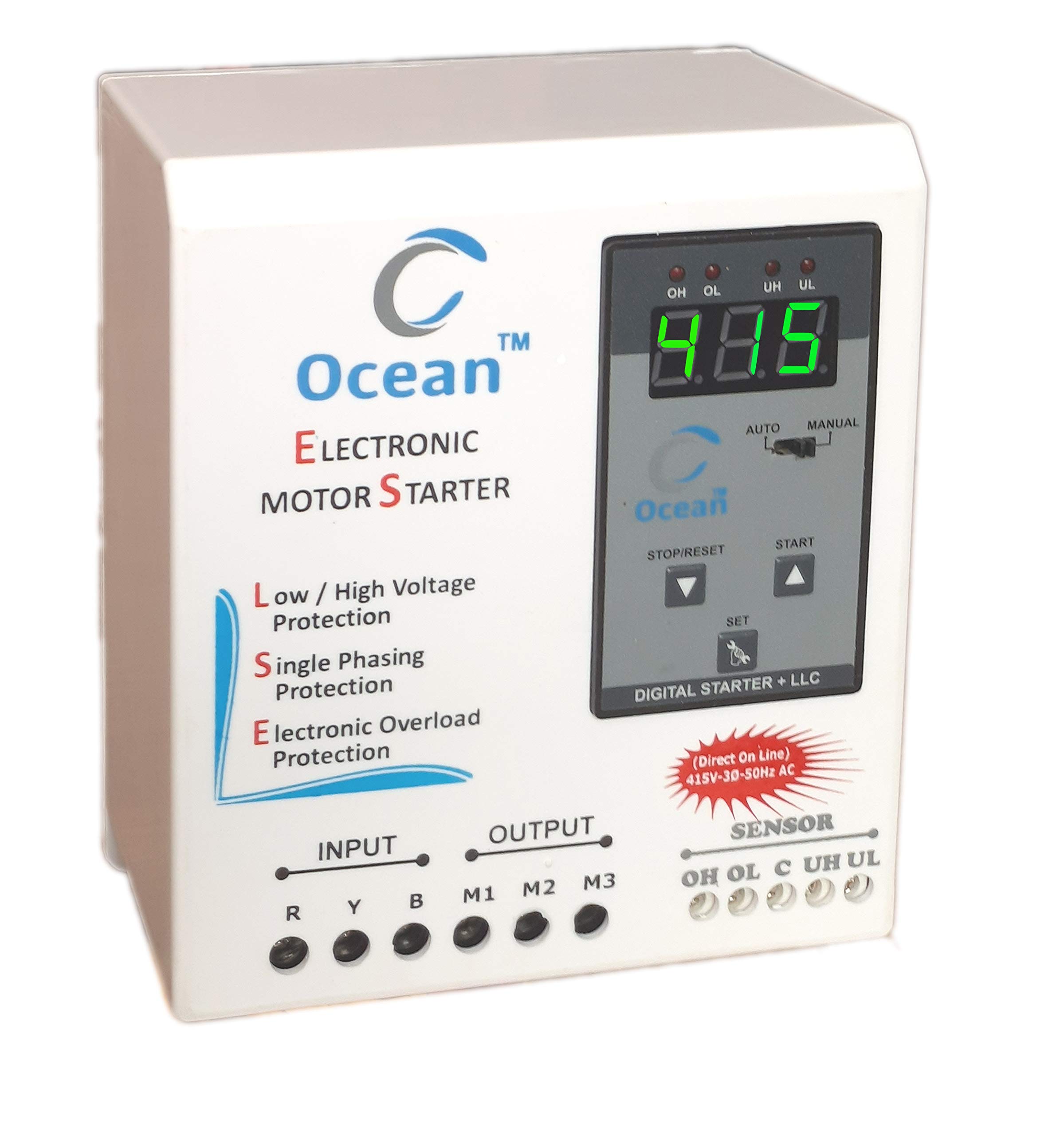 Ocean Sales Digital Water Level Controller With hv Lv ol and dry run protection with Ampere Sensing Type Three Phase Dol Starter-image-49