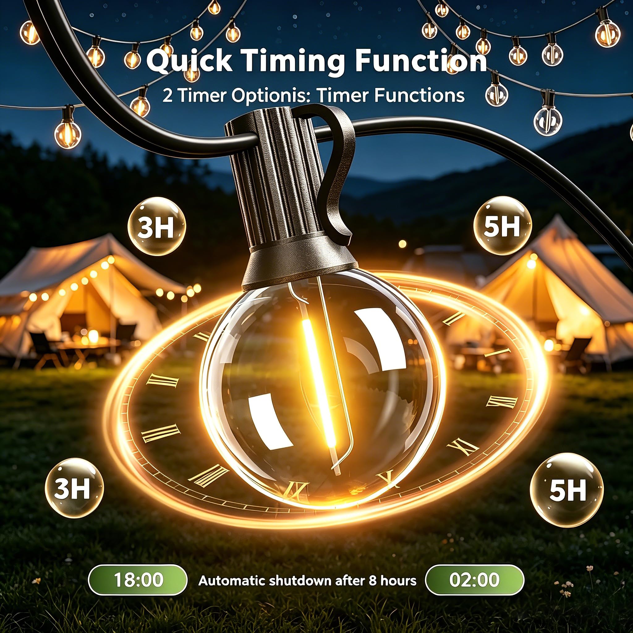 GPATIO Luci Solari Da Giardino, 30M LED G40 Luci da Esterno con Telecomando | Ricarica solare+USB, Lampade Solari da Giardino con Timer, Impermeabile, 42 Infrangibile Lampadine, Dimmerabile, 3Modalità
