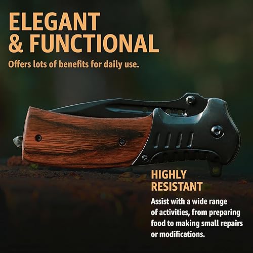 Miniatura 7 de Navaja de bolsillo con cuchillos plegables sostenidos por resorte navajas tácticas militares EDC mejor navaja para camping caza pesca senderismo